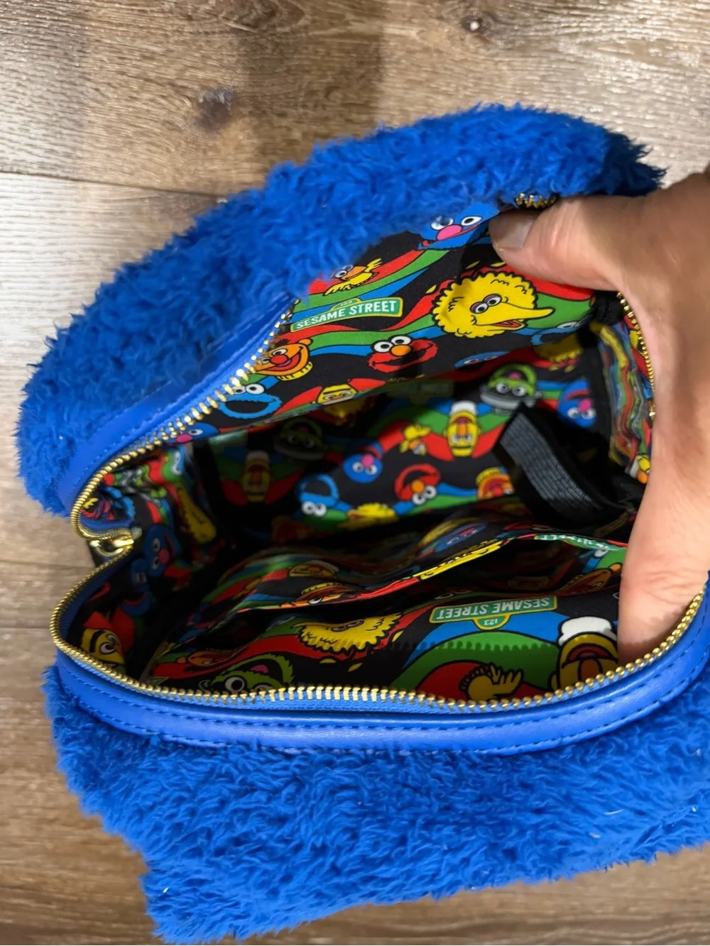 Loungefly Sesame Street Cookie Monster mini backpack blue and orange